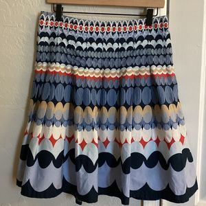 LOFT Pleaded Multicolor knee length Skirt Size 4